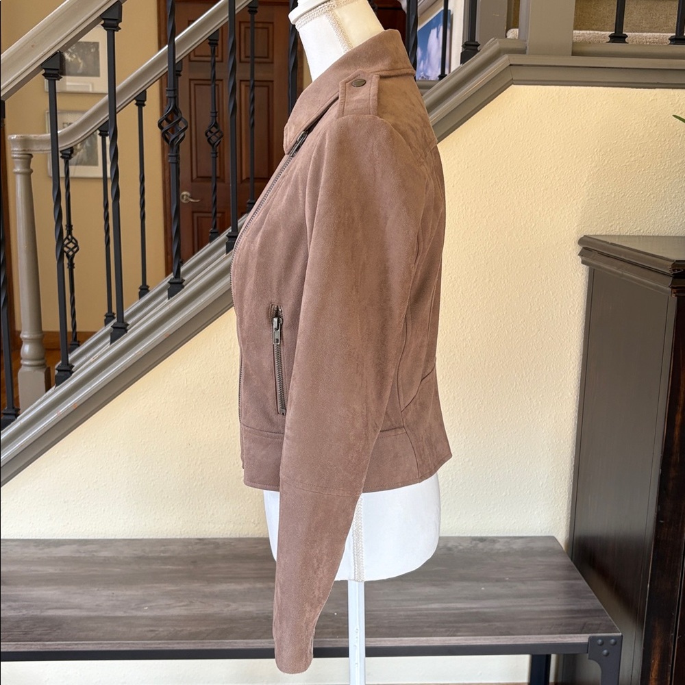 BB Dakota by Steve Madden Beige Faux Suede Moto Jacket Size Small - Picture 4 of 16
